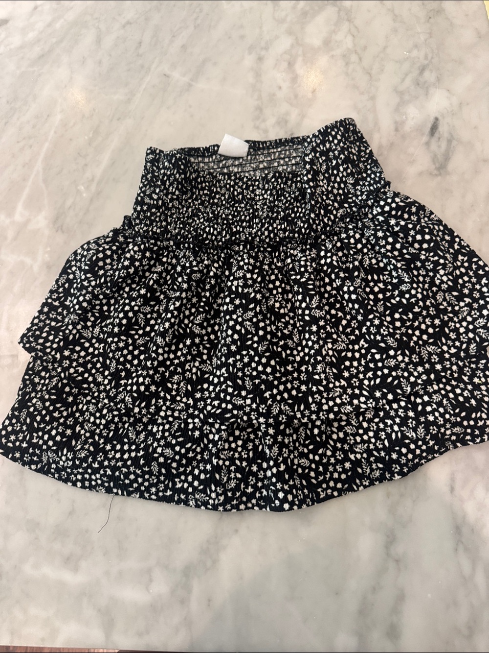 Zara Black Skirt with White Floral Ditsy Print